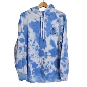Feat & Snow Blue/White Tie-Dye Blanket Hoodie Unisex Size M